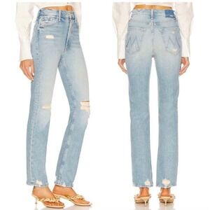 MOTHER Sky Blue Straight Leg Jeans